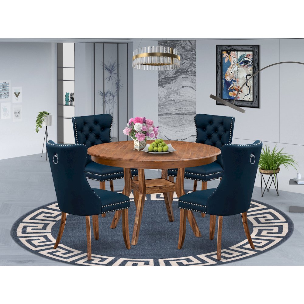 5-Piece Dining Room Set In Navy Blue Color. Picture 2