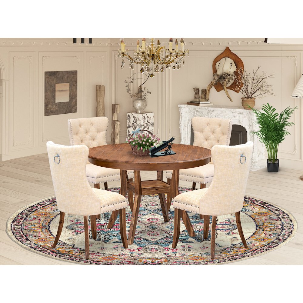 5-Piece Dining Table Set In Light Beige Color. Picture 2