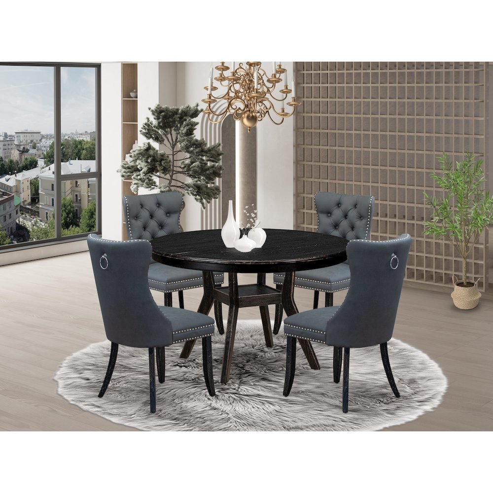 5-Piece Mid Century Kitchen Set In Platinum Gray Color. Picture 2