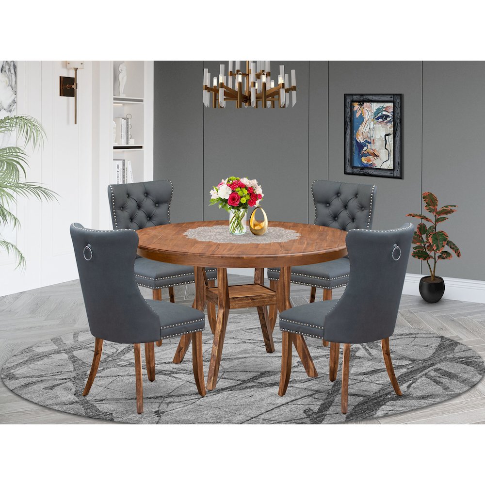 5-Piece Dining Room A Kitchen Table And 4 Platinum Gray Modern Dining Chairs. Picture 2