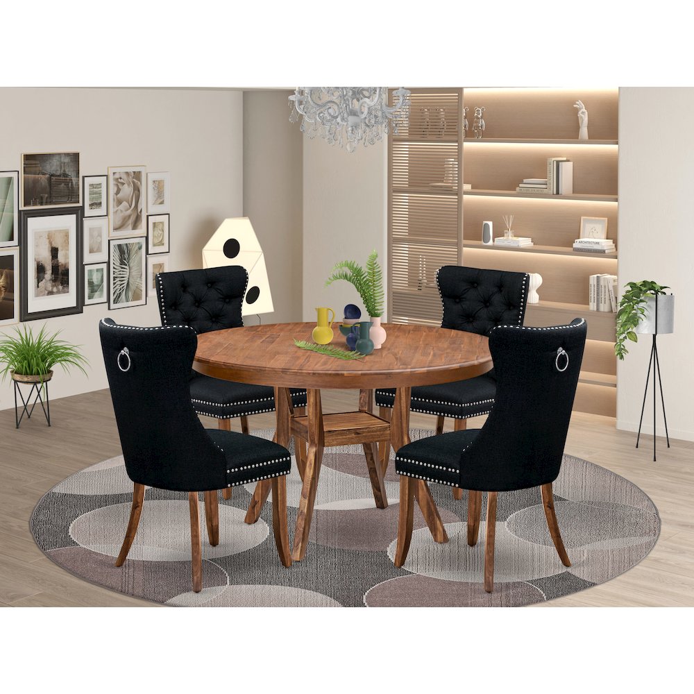 5-Piece Dining Set In Black Color. Picture 2