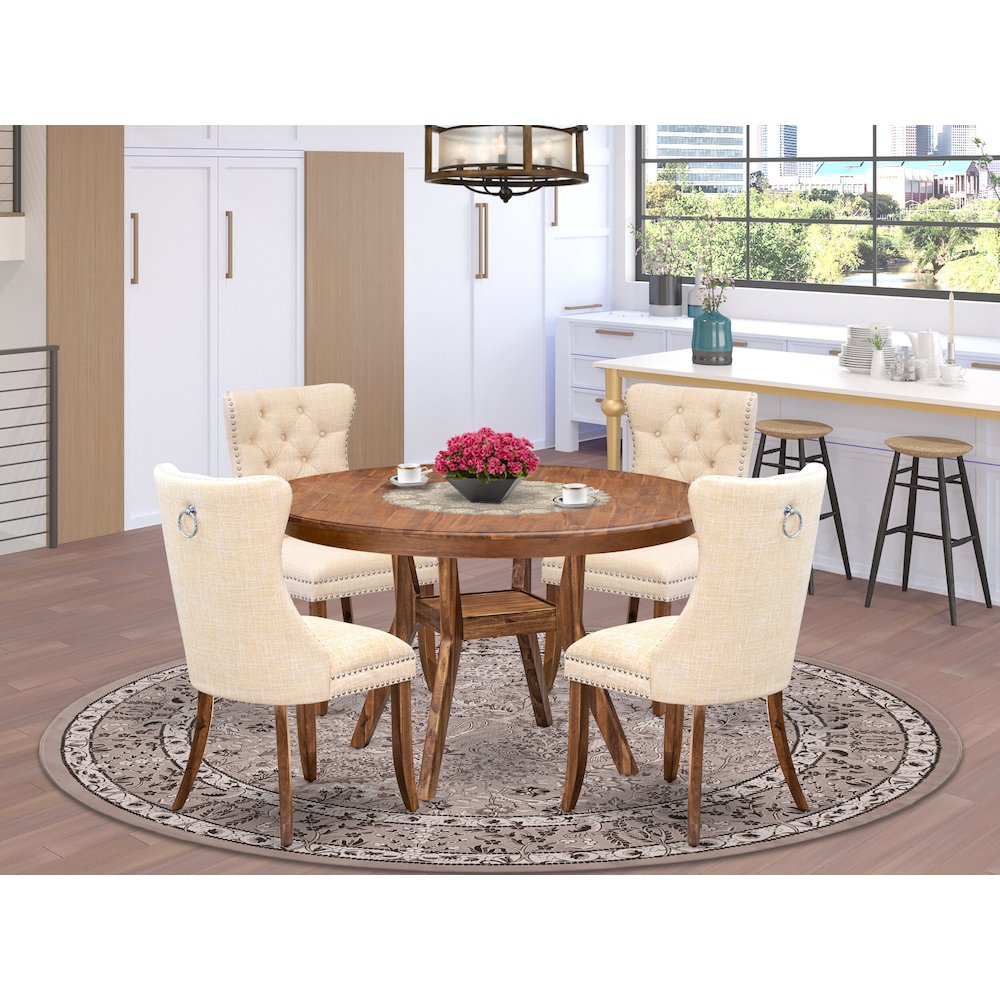 5-Piece Dining Table Set In Light Beige Color. Picture 2