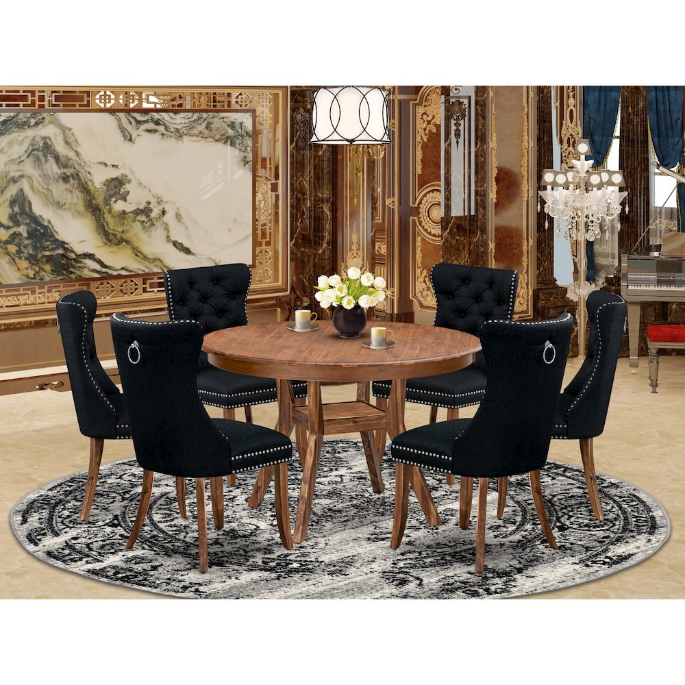 7-Piece Kitchen Table Set In Black Color. Picture 2