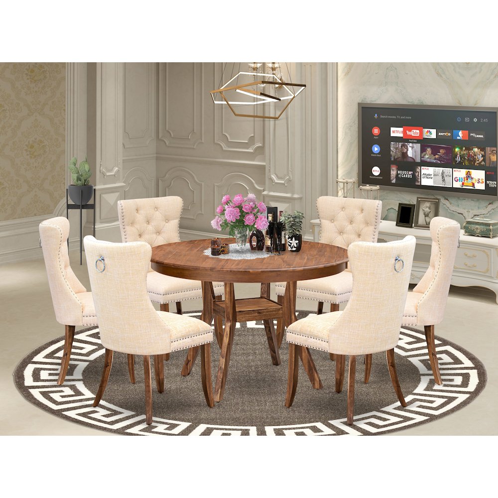 Luxe by East West Furniture 7-Piece Kitchen Table Set in No Upholstery | Mathis Home, image size:1000x1000