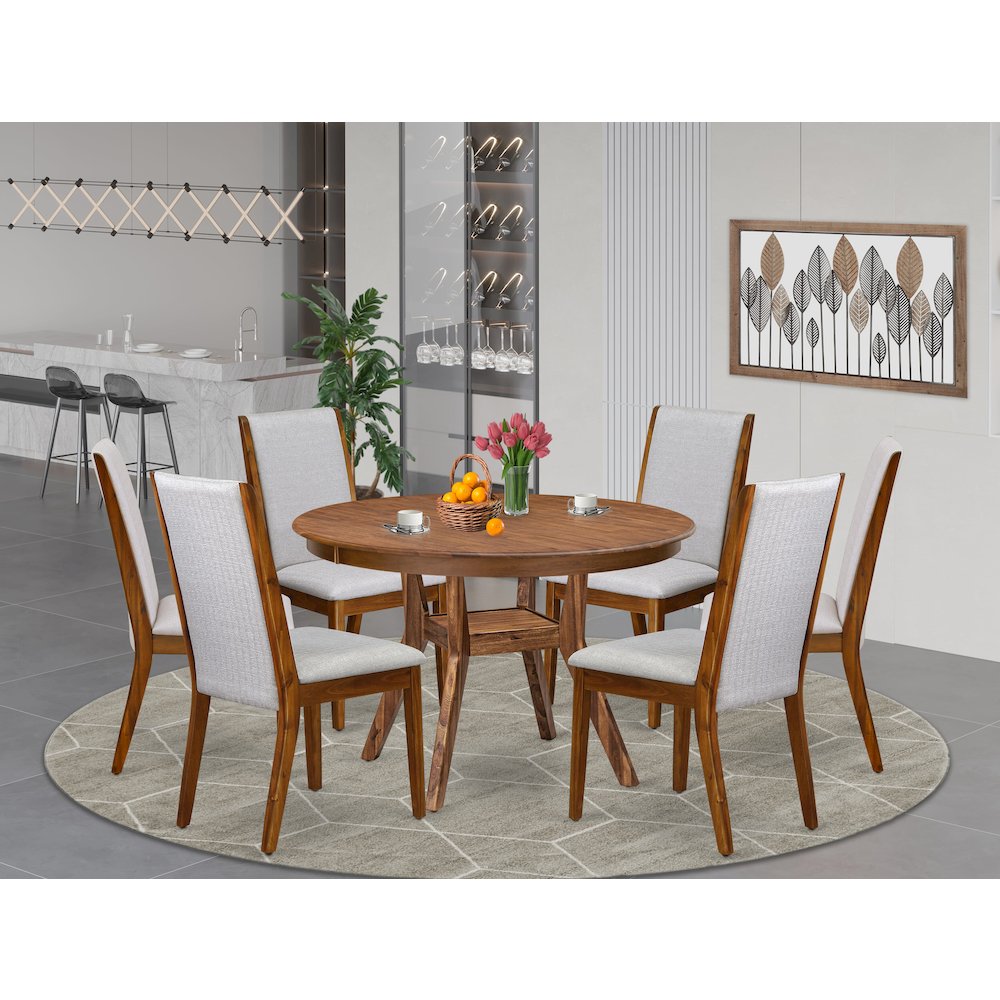 7-Piece Modern Dining Set Consist Of A Modern Table, 6 Grey Modern Dining Chair. Picture 2