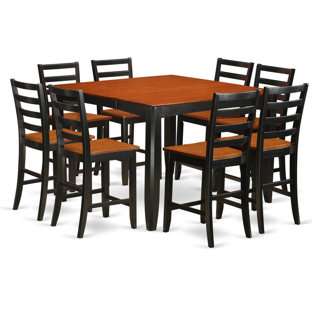 9  Pc  pub  Table  set-  Square  Counter  height  Table  and  8  Dining  Chairs. Picture 1