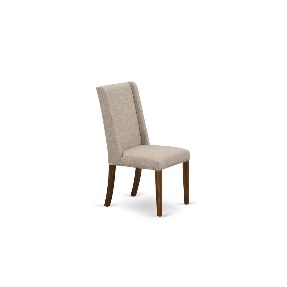 5-pc wood dining table set with Chair’s Legs and Clay Linen Fabric. Picture 8