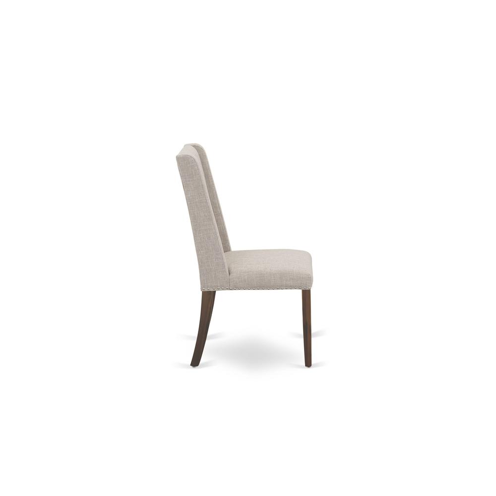 5-pc wood dining table set with Chair’s Legs and Clay Linen Fabric. Picture 9