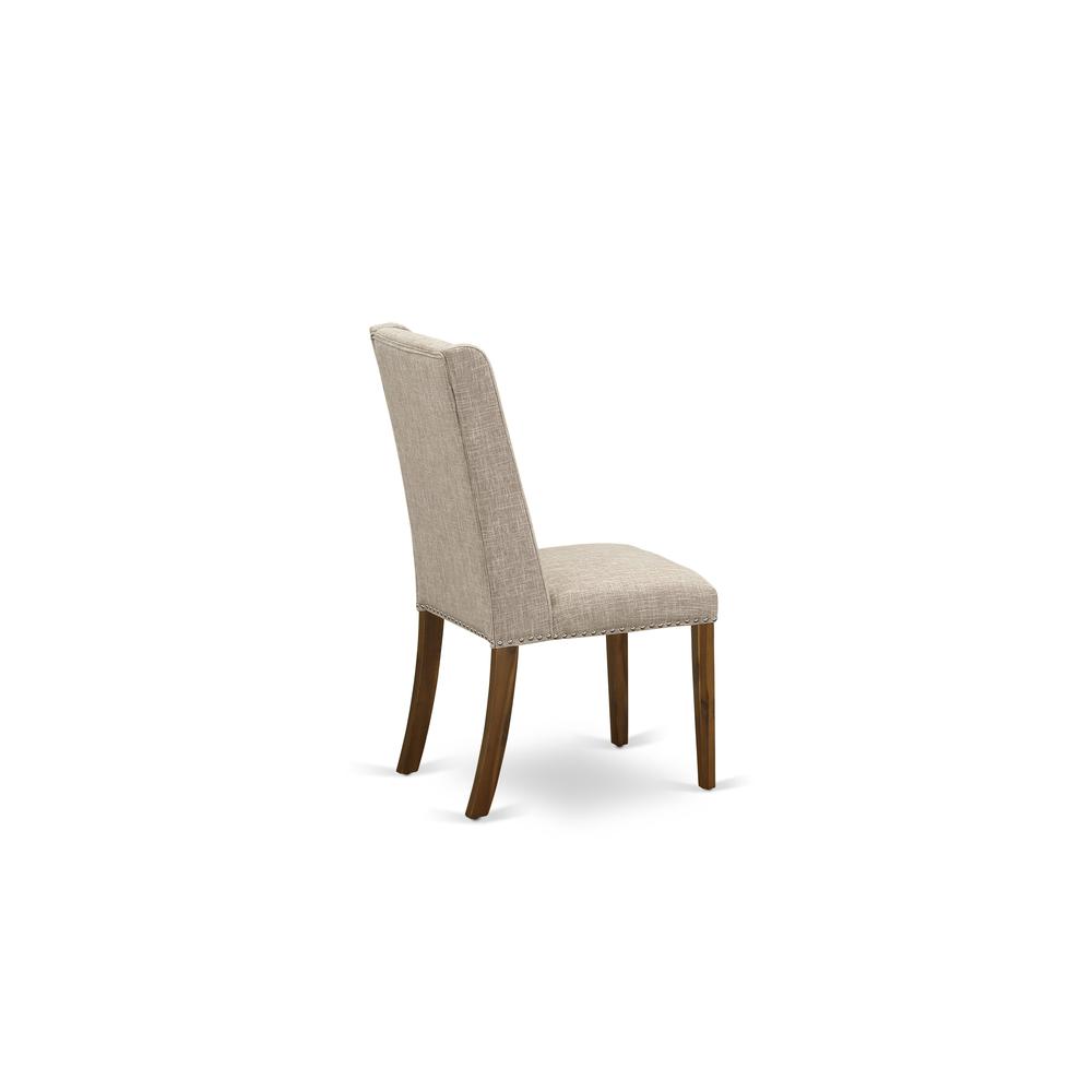 5-pc wood dining table set with Chair’s Legs and Clay Linen Fabric. Picture 10