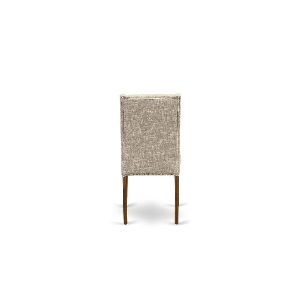 5-pc wood dining table set with Chair’s Legs and Clay Linen Fabric. Picture 11