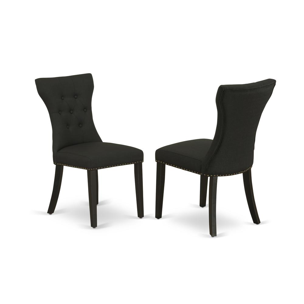 5Pc Dining Set - 36" Round Table and 4 Parson Chairs - Wirebrushed Black Color. Picture 3