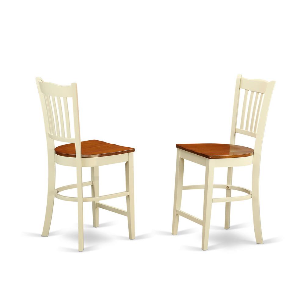 Groton Counter Stools With Wood Seat In Buttermilk and Cherry Finish, Set of 2. Picture 1