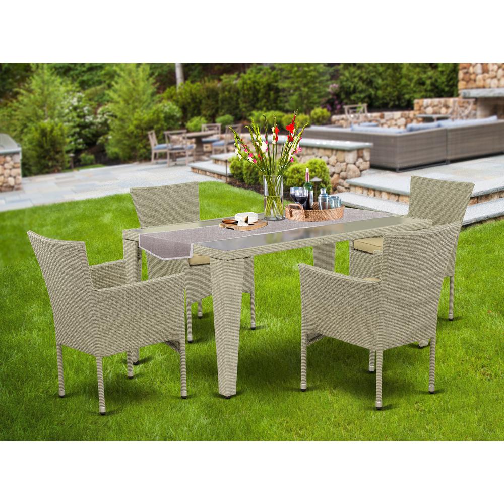 Wicker Patio Set Natural Linen, GUBK5-03A. Picture 2
