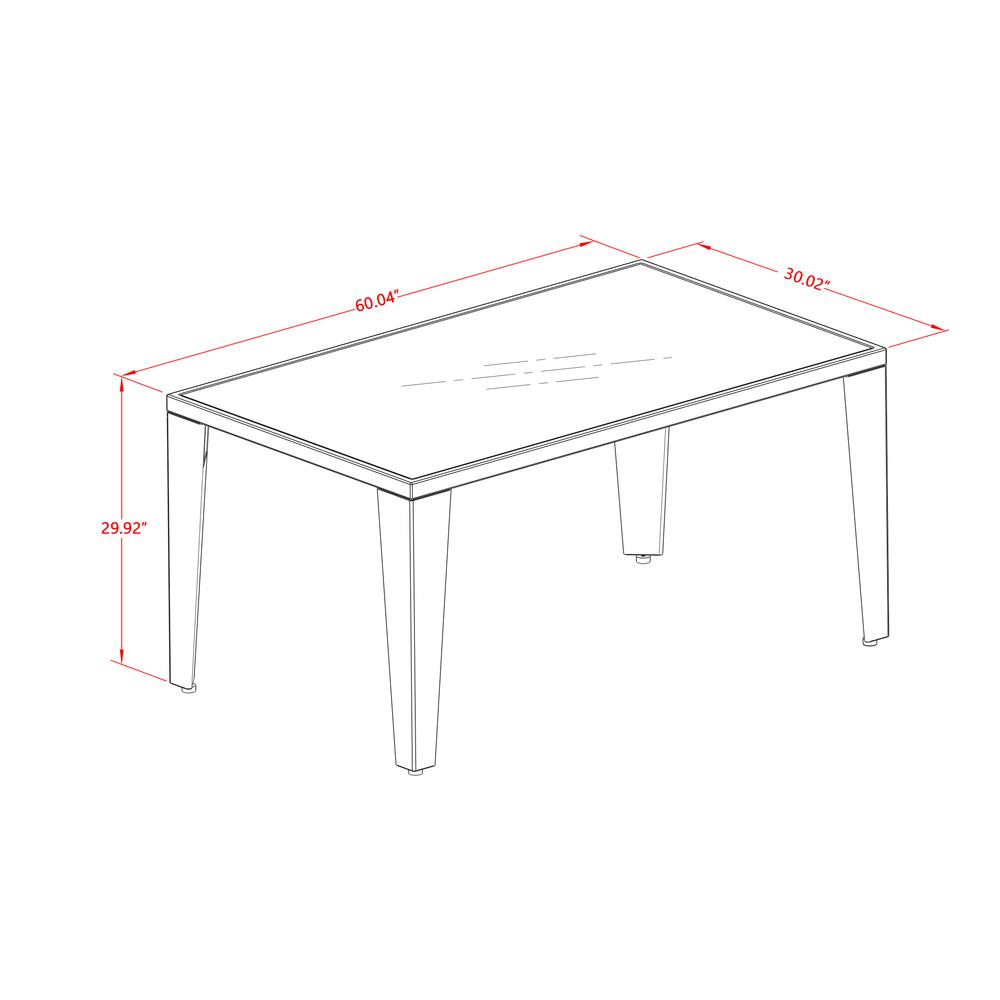 Outdoor Wicker Dining Table - Rectangle PE Wicker Table with Glass Top, 36x60 Inch, Natural Linen. Picture 4