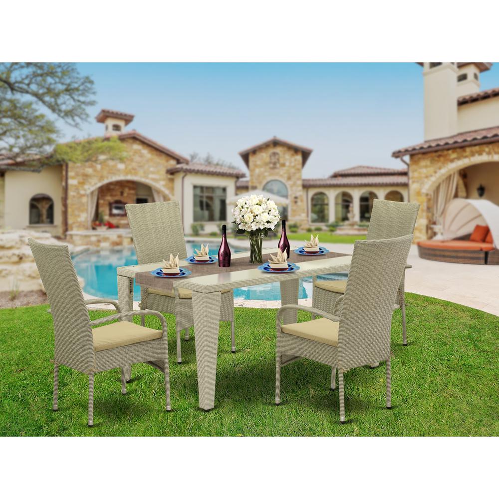 Wicker Patio Set Natural Linen, GUOS5-03A. Picture 4