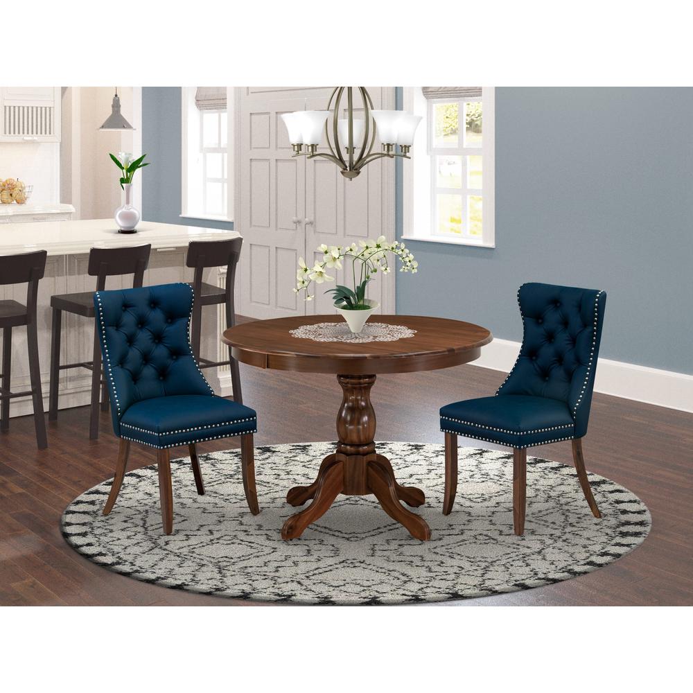 3 Piece Kitchen Table Set Contains a Round Dining Table and 2 Upholstered Chairs. Picture 7