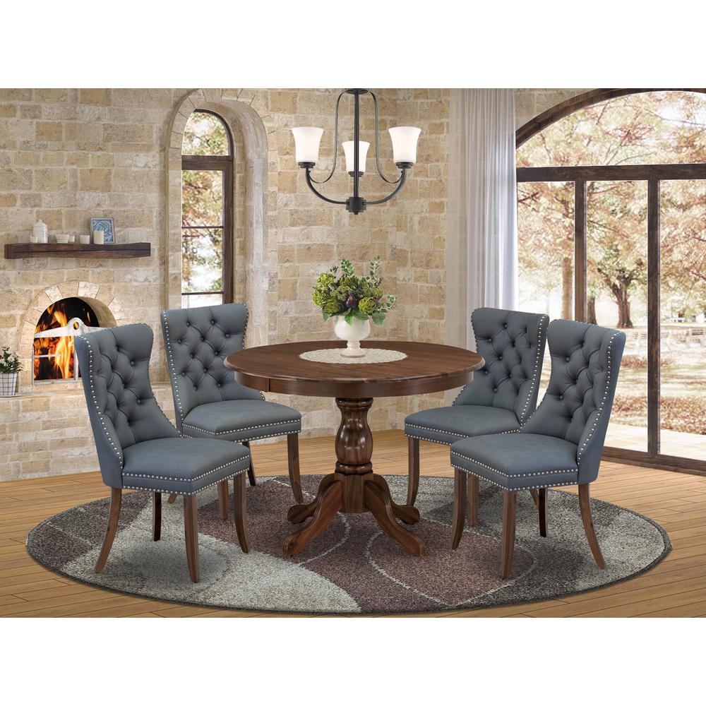 5 Piece Dining Room Set Consists of a Round Solid Wood Table. Picture 7