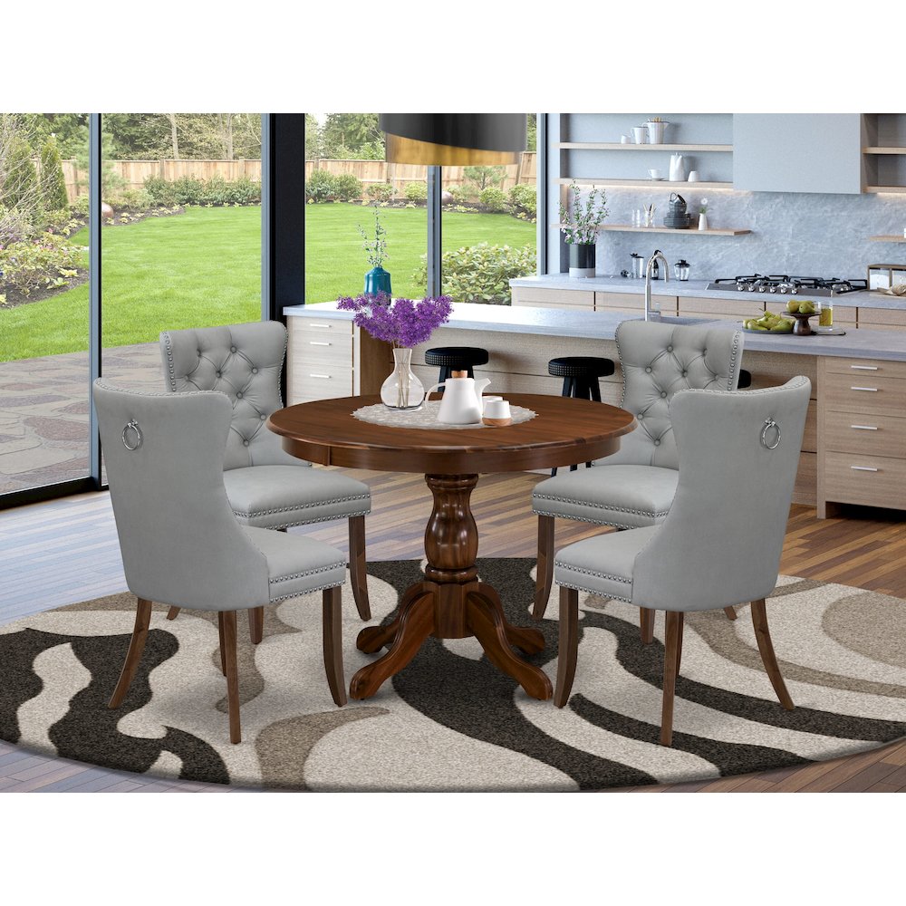5 Piece Dining Room Furniture Set Contains a Round Solid Wood Table. Picture 2