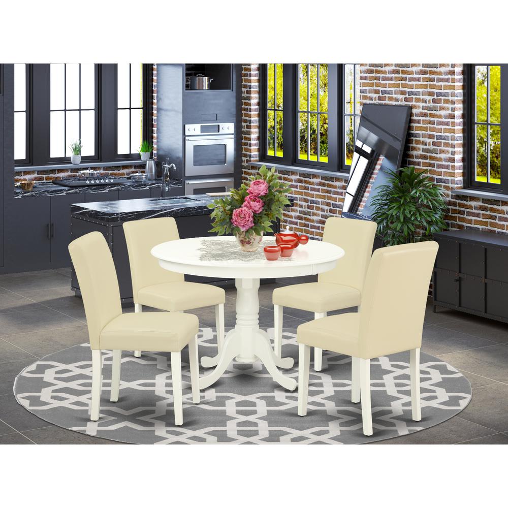 Dining Room Set Linen White, HLAB5-LWH-64. Picture 2