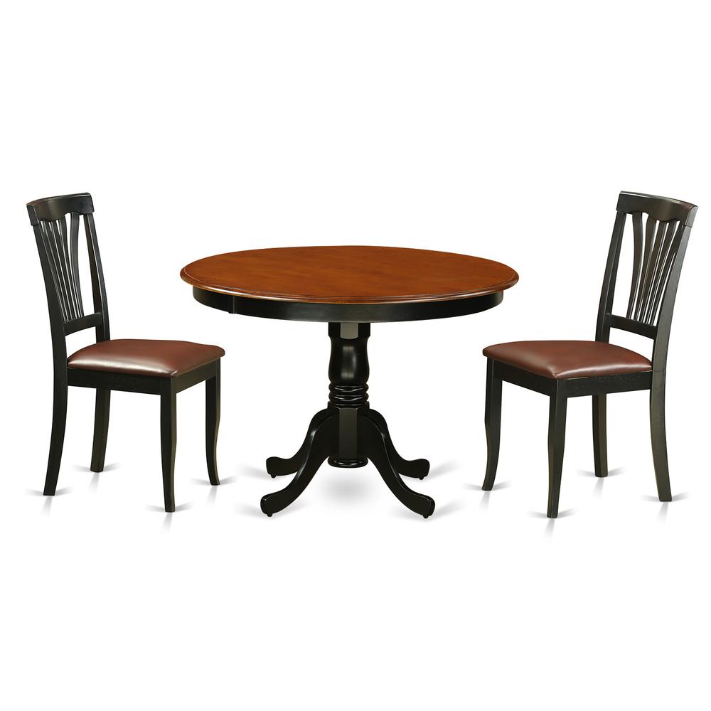 3  Pc  set  with  a  Round  Small  Table  and  2  Leather  Dinette  Chairs  in  Black. Picture 1