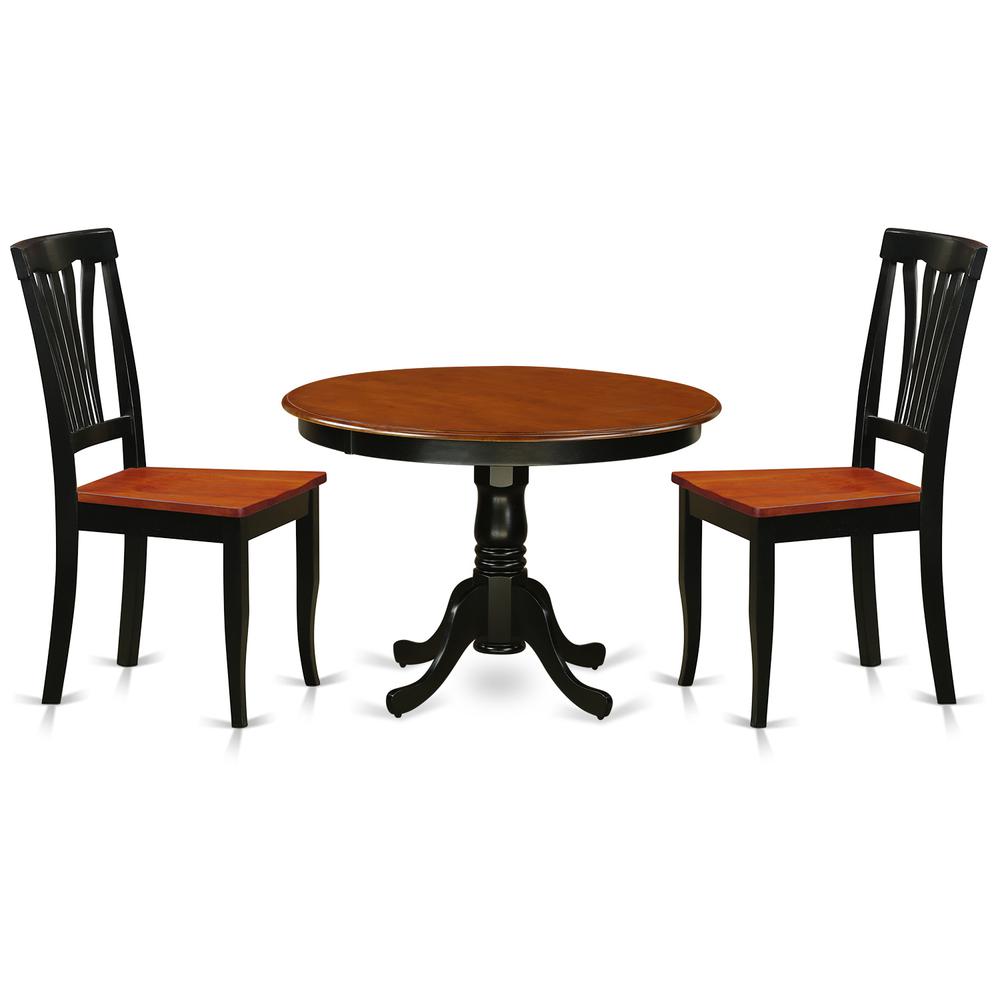 3  Pc  set  with  a  Round  Table  and  2  Wood  Dinette  Chairs  in  Black  and  Cherry. Picture 1