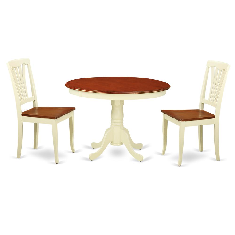 3  Pc  set  with  a  Round  Small  Table  and  2  Wood  Dinette  Chairs  in  Buttermilk  and  Cherry  .. Picture 1