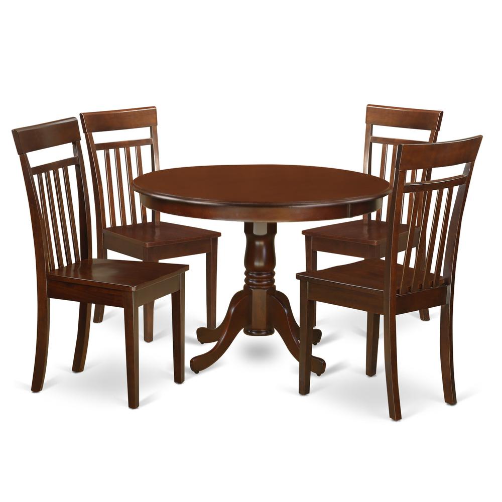 5  Pc  set  with  a  Round  Small  Table  and  4  Wood  Dinette  Chairs  in  Mahogany. Picture 1
