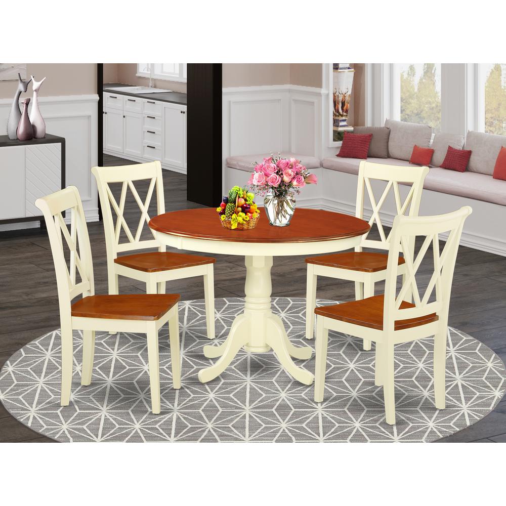 Dining Room Set Buttermilk & Cherry, HLCL5-BMK-W. Picture 2