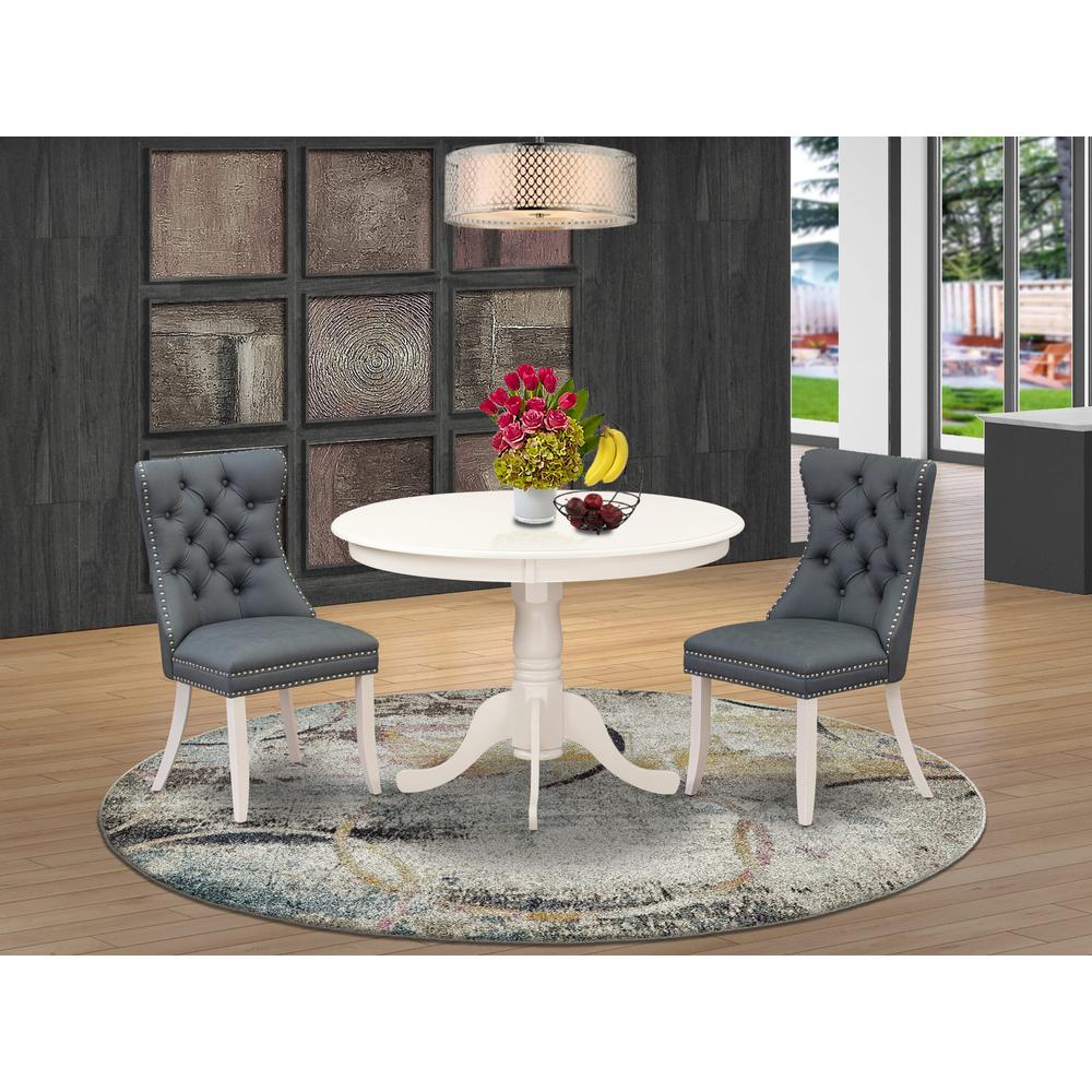 3 Piece Dining Set Contains a Round Kitchen Table with Pedestal. Picture 7