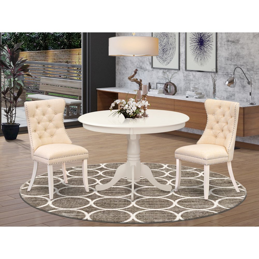 3 Piece Dining Room Table Set Contains a Round Kitchen Table with Pedestal. Picture 2