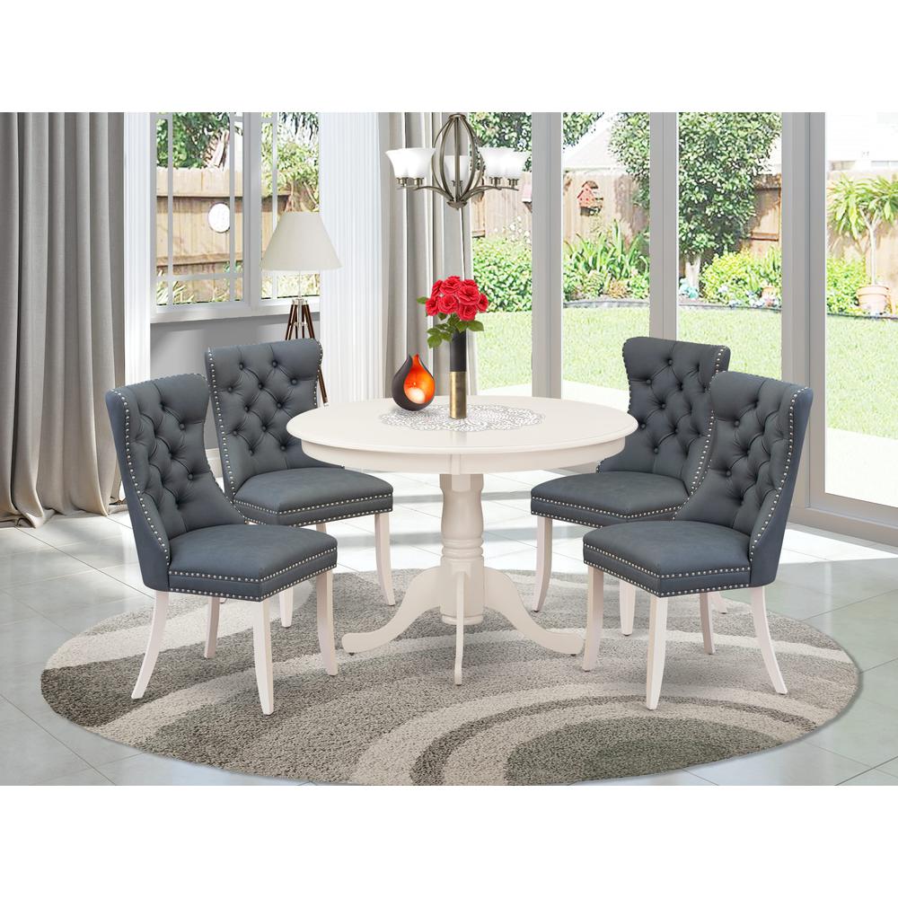 5 Piece Dining Table Set Consists of a Round Kitchen Table with Pedestal. Picture 7