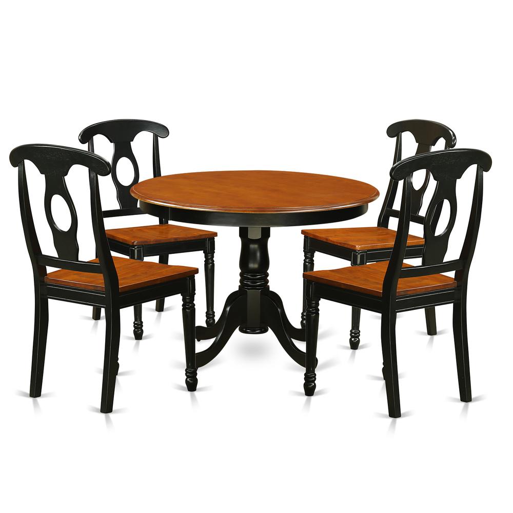 5  Pc  set  with  a  Round  Dinette  Table  and  4  Leather  Kitchen  Chairs  in  Black  and  Cherry  .. Picture 1