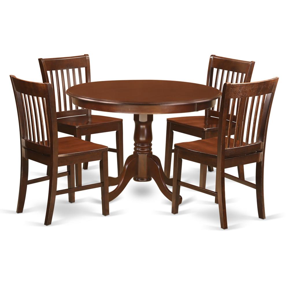 5  Pc  set  with  a  Round  Small  Table  and  4  Wood  Dinette  Chairs  in  Mahogany. Picture 1