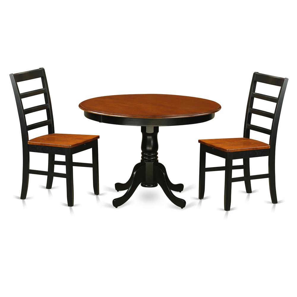 3  Pc  set  with  a  Round  Small  Table  and  2  Leather  Dinette  Chairs  in  Black  and  Cherry. Picture 1