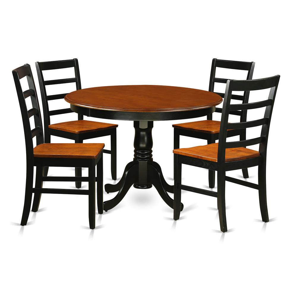 5  Pc  set  with  a  Round  Dinette  Table  and  4  Leather  Kitchen  Chairs  in  Black  and  Cherry. Picture 1