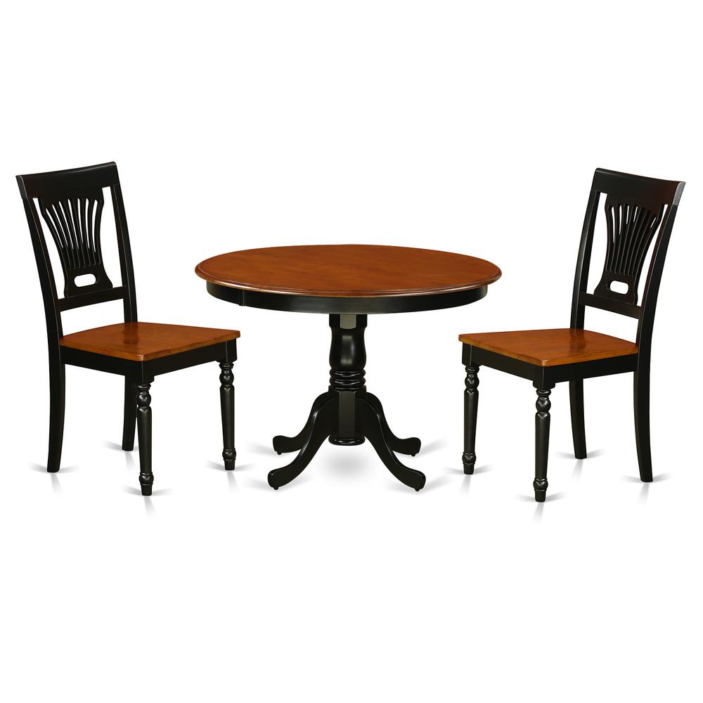 3  Pc  set  with  a  Round  Dinette  Table  and  2  Wood  Kitchen  Chairs  in  Black  and  Cherry  .. Picture 1