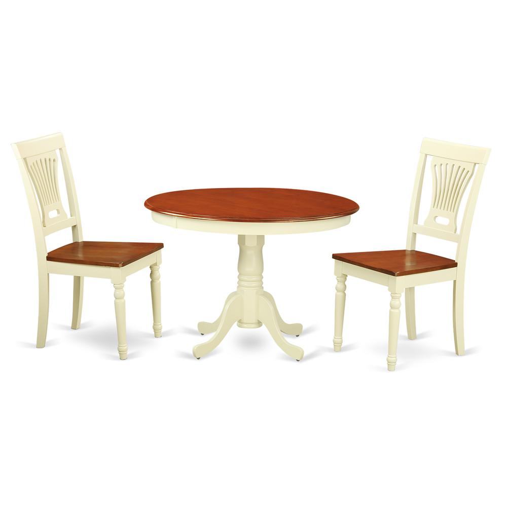 3  Pc  set  with  a  Round  Dinette  Table  and  2  Wood  Dinette  Chairs  in  Buttermilk  and  Cherry  .. Picture 1