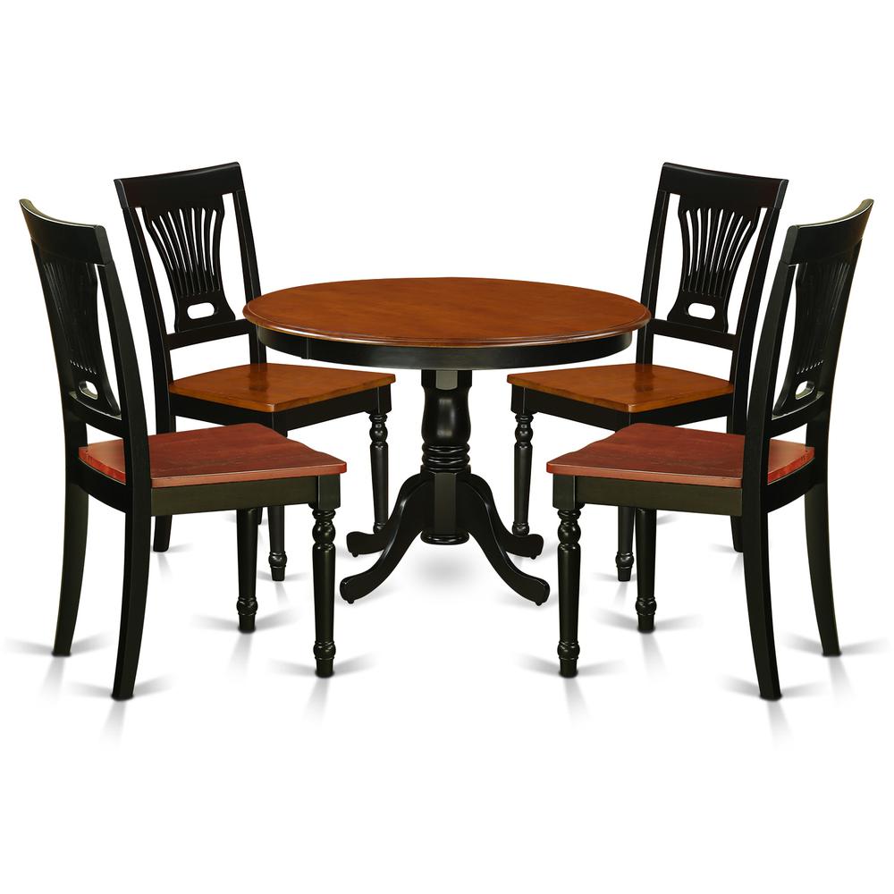 5  Pc  set  with  a  Round  Small  Table  and  4  Wood  Dinette  Chairs  in  Black  and  Cherry  .. Picture 1