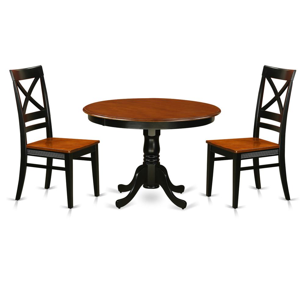 3  Pc  set  with  a  Round  Dinette  Table  and  2  Leather  Kitchen  Chairs  in  Black  and  Cherry. Picture 1