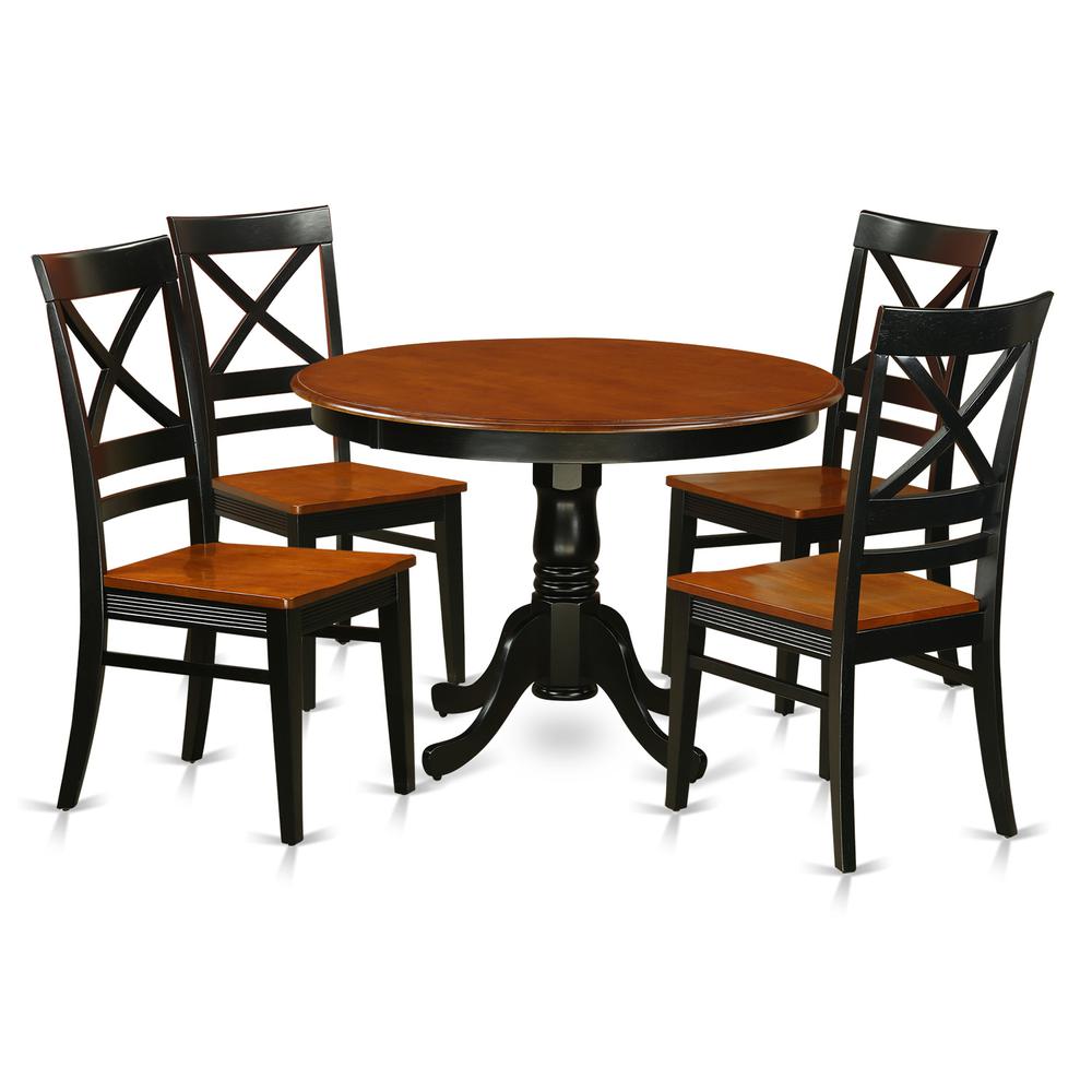5  Pc  set  with  a  Round  Dinette  Table  and  4  Leather  Dinette  Chairs  in  Black  and  Cherry. Picture 1