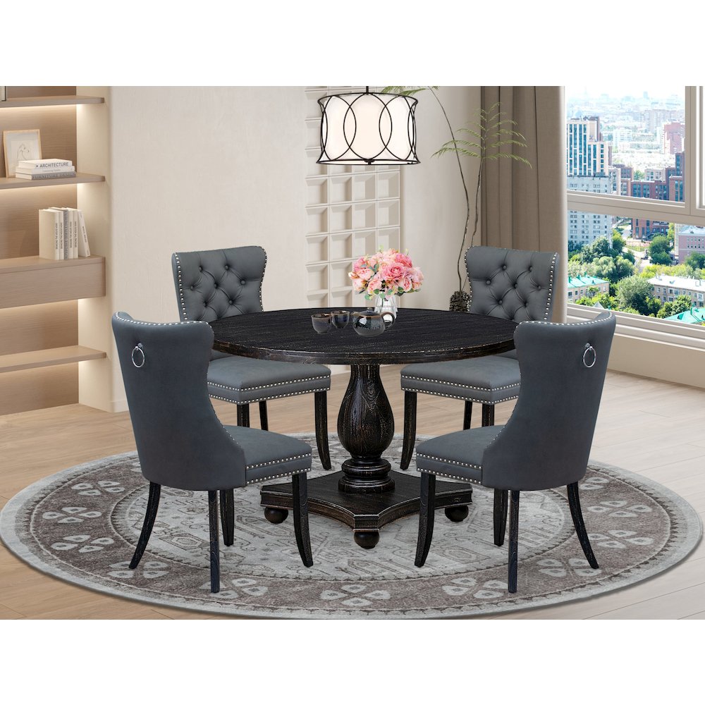 5-Piece Dining Room Set In Platinum Gray Color. Picture 2