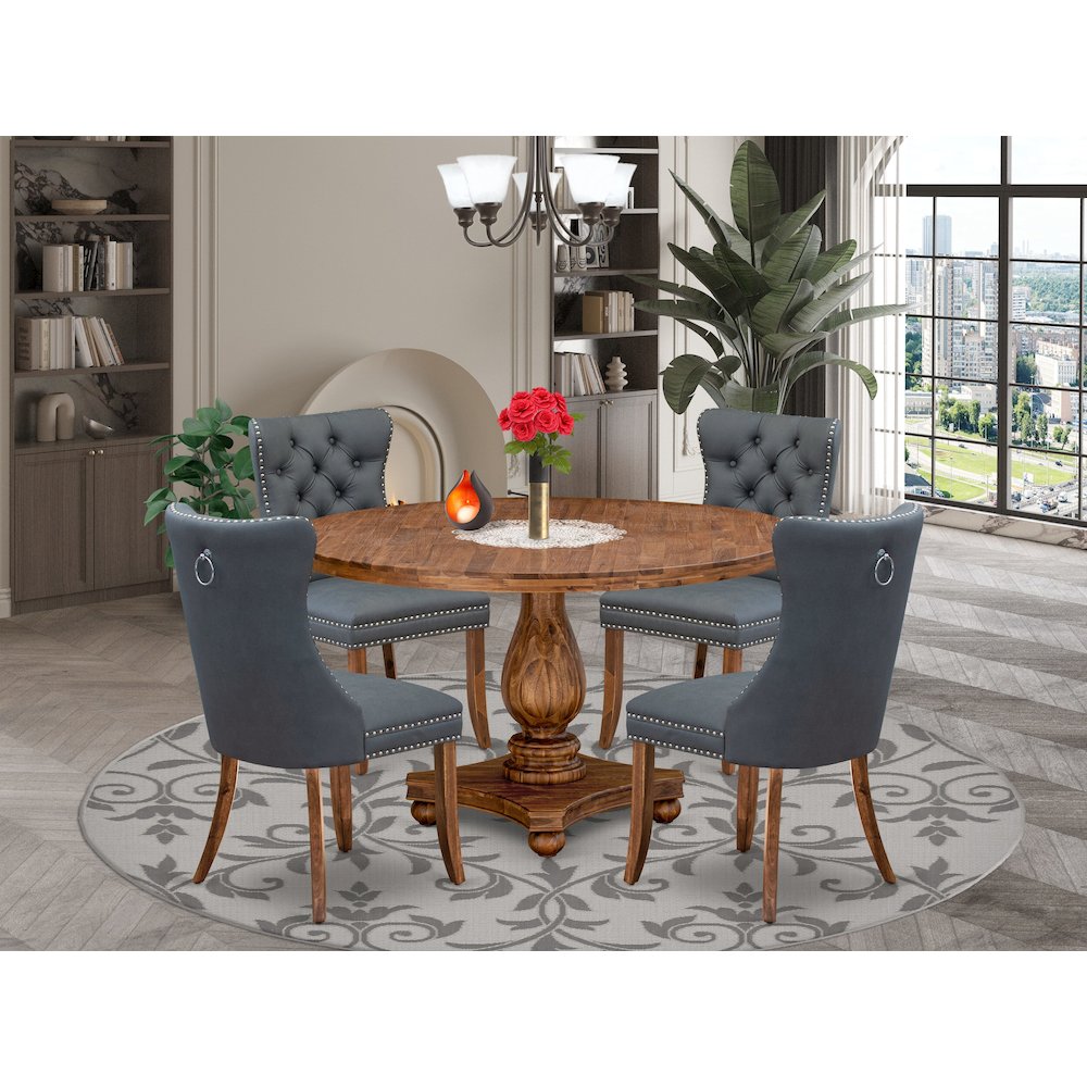 5-Piece Dining Table Set Of A Kitchen Table, 4 Platinum Gray Dining Chairs. Picture 2