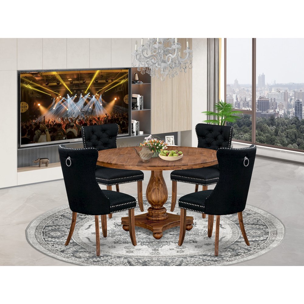 5-Piece Modern Dining Table Set In Black Color. Picture 2