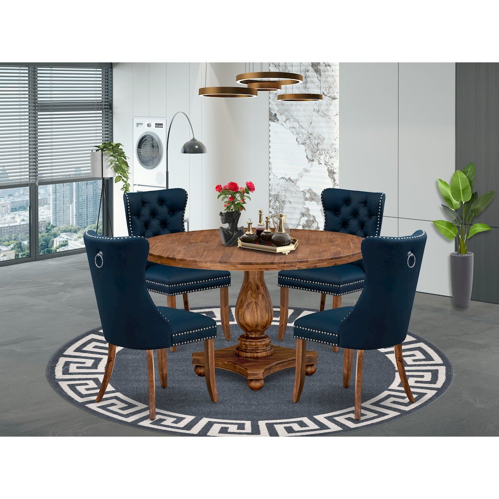 5-Piece Mid-Century Kitchen Set In Navy Blue Color. Picture 2