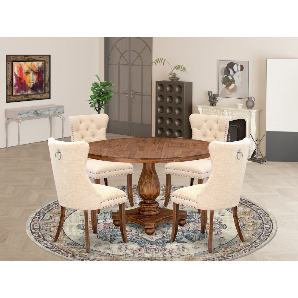 5-Piece Kitchen Table Set In Light Beige Color. Picture 2
