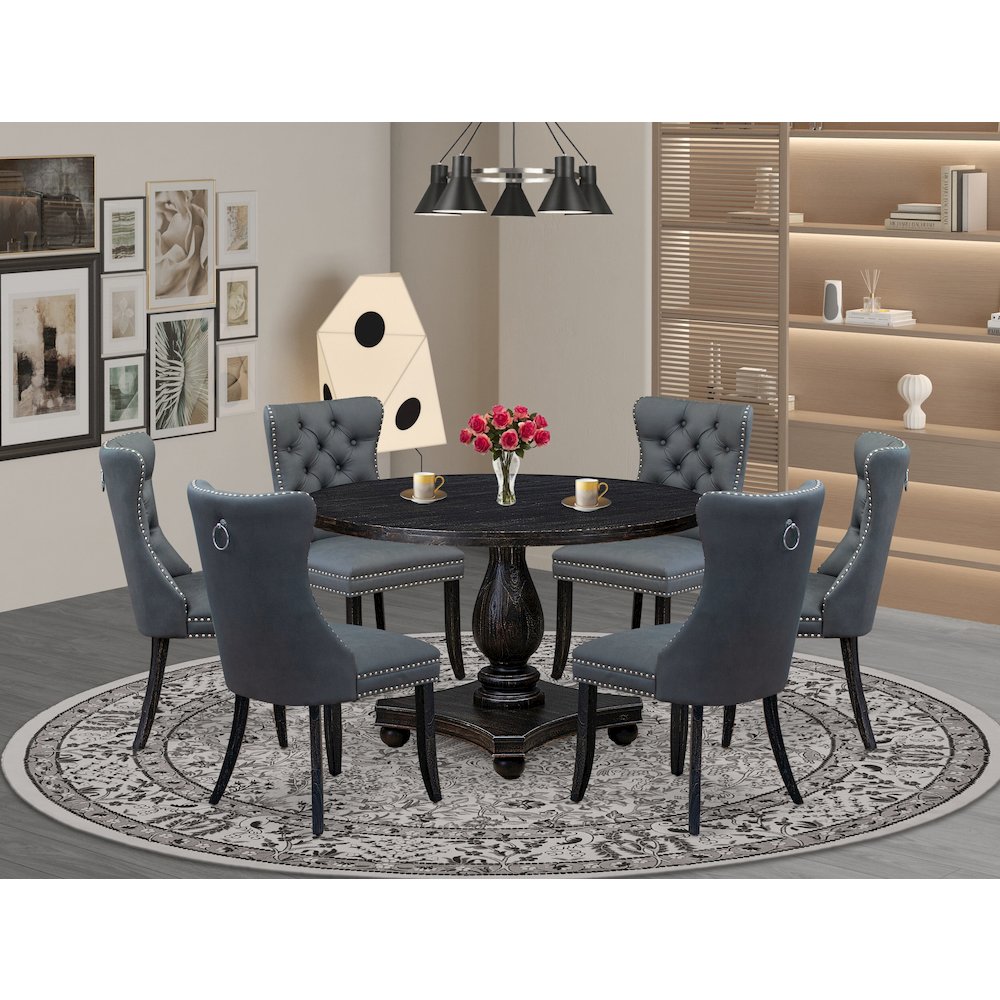 7-Piece Kitchen Table Set In Platinum Gray Color. Picture 2