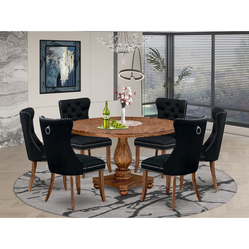7-Piece Kitchen Table Set In Black Color. Picture 2