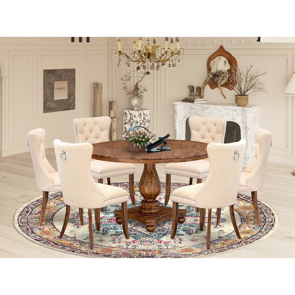 7-Piece Mid Century Kitchen Set In Light Beige Color. Picture 2