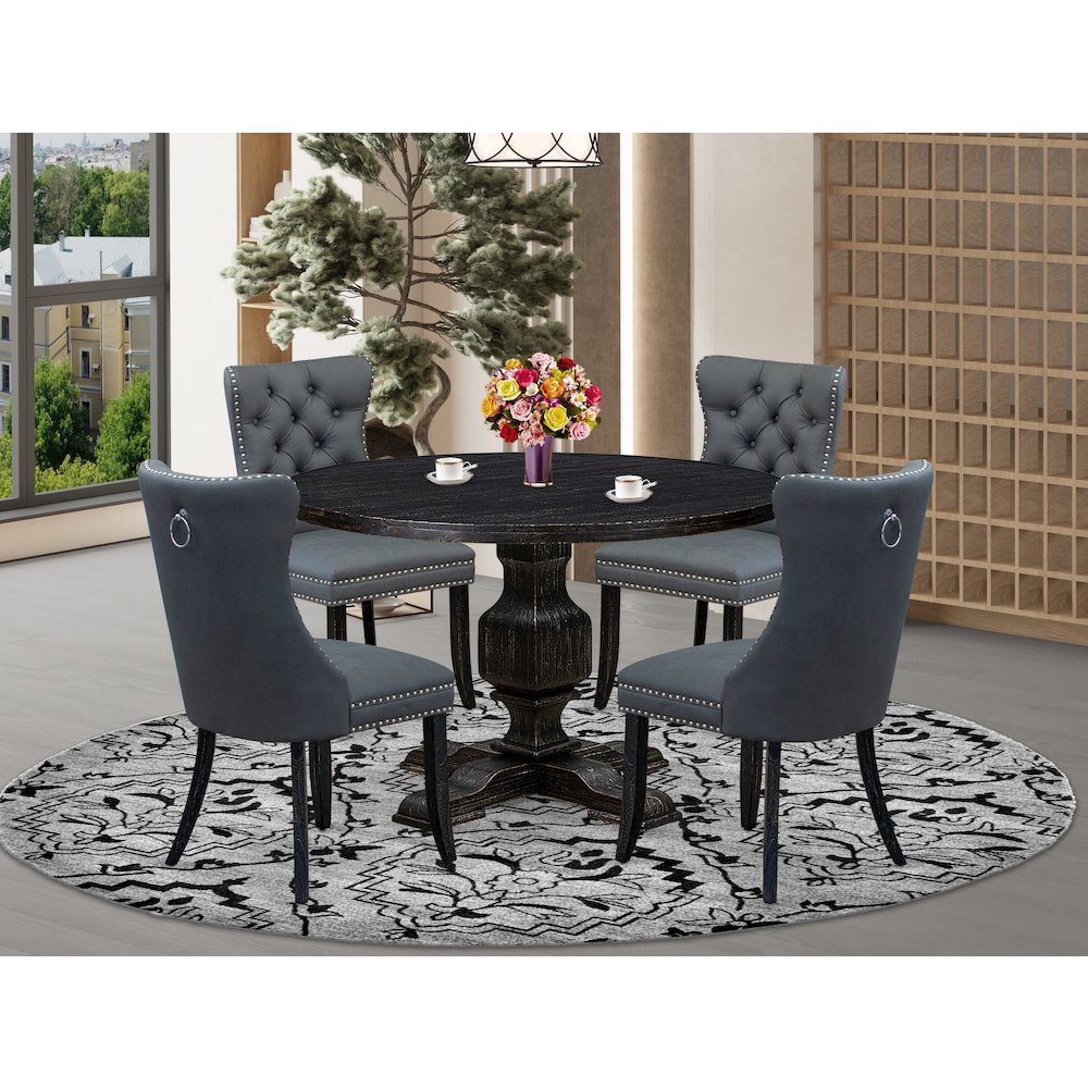 5-Piece Dining Table Set In Platinum Gray Color. Picture 2