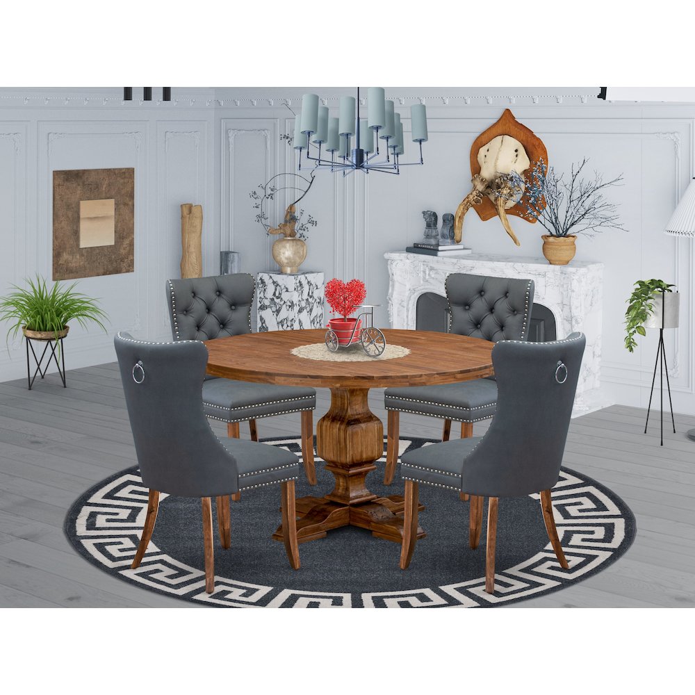 5-Piece Dining Table A Dining Room Table And 4 Platinum Gray Dining Chairs. Picture 2